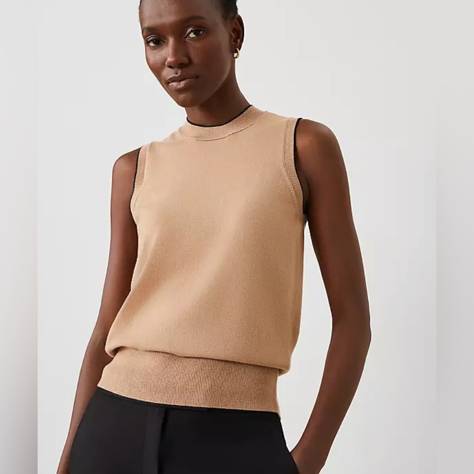 Ann Taylor Tipped Sleeveless Sweater Small New